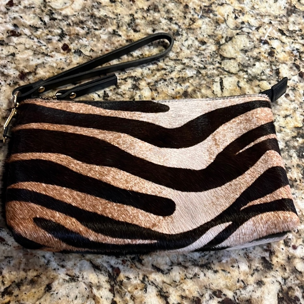 Zebra pony hair new wristlet